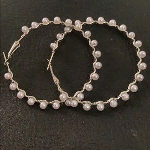 Pearl hoops. Perfect for a casual dinner.